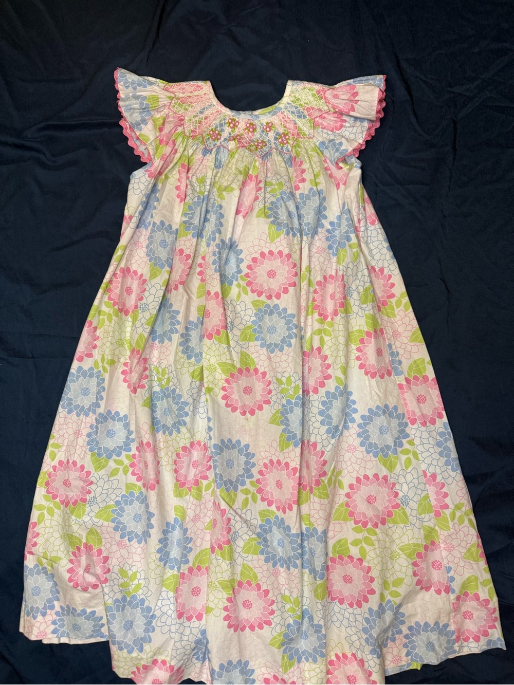 Kids Floral Smocked dress - Pink & Blue